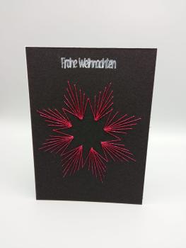 Kontrast-Stern: Handgenähte Fadenkunst-Karte in Schwarz & Rot