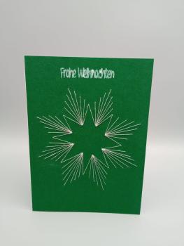 Klassischer Weihnachtsstern – Handgenähte Fadenkunst in Grün & Silber