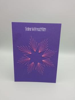 Violette Weihnachtskarte mit Pinkem Stern – "Frohe Weihnachten"