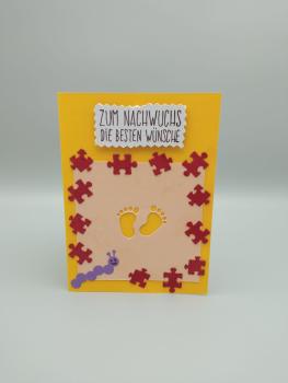 Eine wunderschöne, handgefertigte Babykarte aus Leer (Ostfriesland), die perfekt ist, um den neuen Eltern zu gratulieren.
