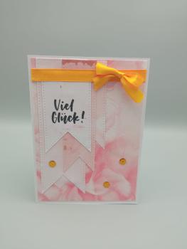 Elegante Glückwunschkarte "Viel Glück!" mit zartem Marmor-Design