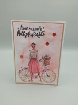 "Hoping Your Day Is Full of Sparkle" - Elegante Fahrrad- & Frauen-Grußkarte
