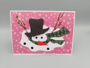 Handgemachte Grußkarte „Schmelzender Schneemann“