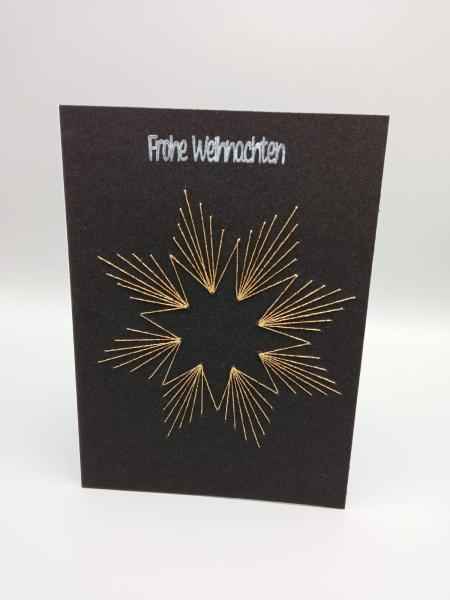 Klassische Eleganz: Fadengrafik Karte in Samtschwarz & Gold