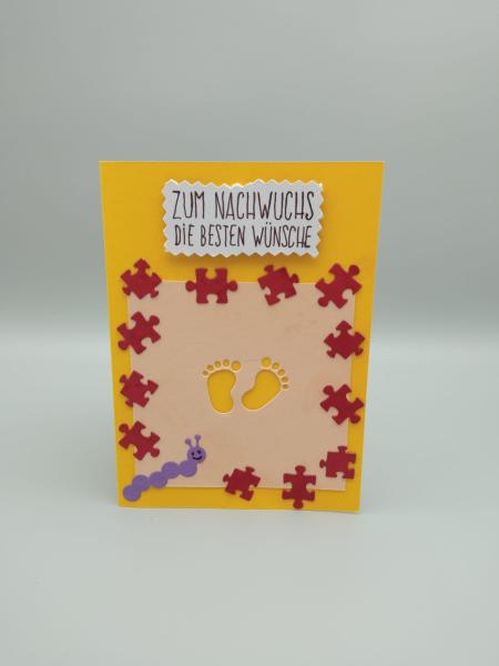Eine wunderschöne, handgefertigte Babykarte aus Leer (Ostfriesland), die perfekt ist, um den neuen Eltern zu gratulieren.