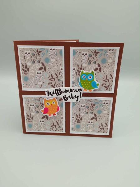 Handgefertigte Glückwunschkarte „Willkommen Baby“