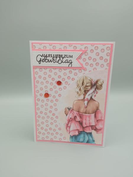 Handgemachte Geburtstagskarte "Alles Liebe zum Geburtstag" im eleganten Design