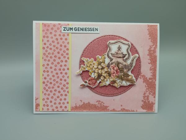 Karte "Zum Genießen" – Charmantes Teestunden-Motiv, Handgefertigt