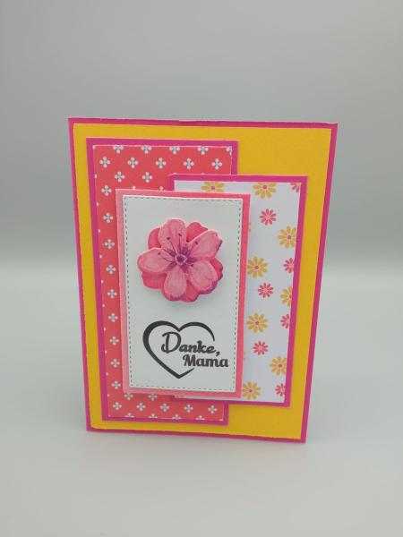 Muttertagskarte – „Danke, Mama“ | 3D-Blume | Frühlingsdesign