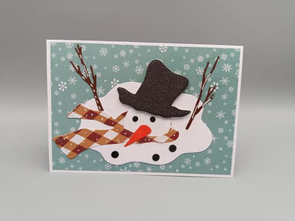 Handgemachte Grußkarte „Schmelzender Schneemann“